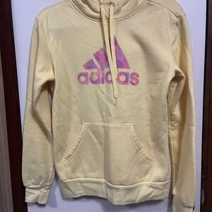 Adidas Yellow Hoodie with Pink Logo